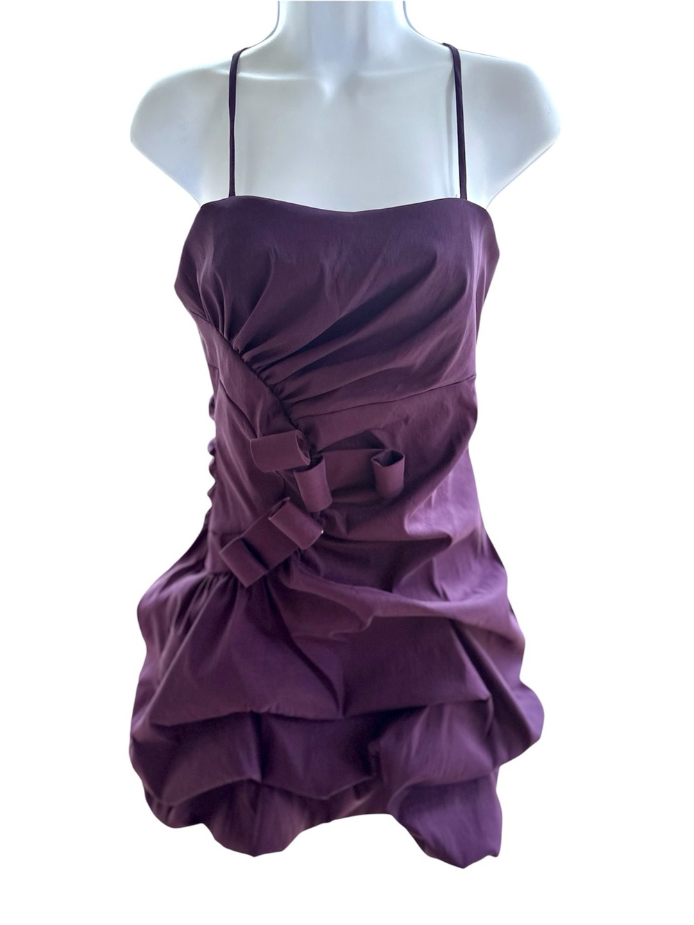 Vintage Plum by Cindy USA Spaghetti-Strap Mini Bubble Hem Dress